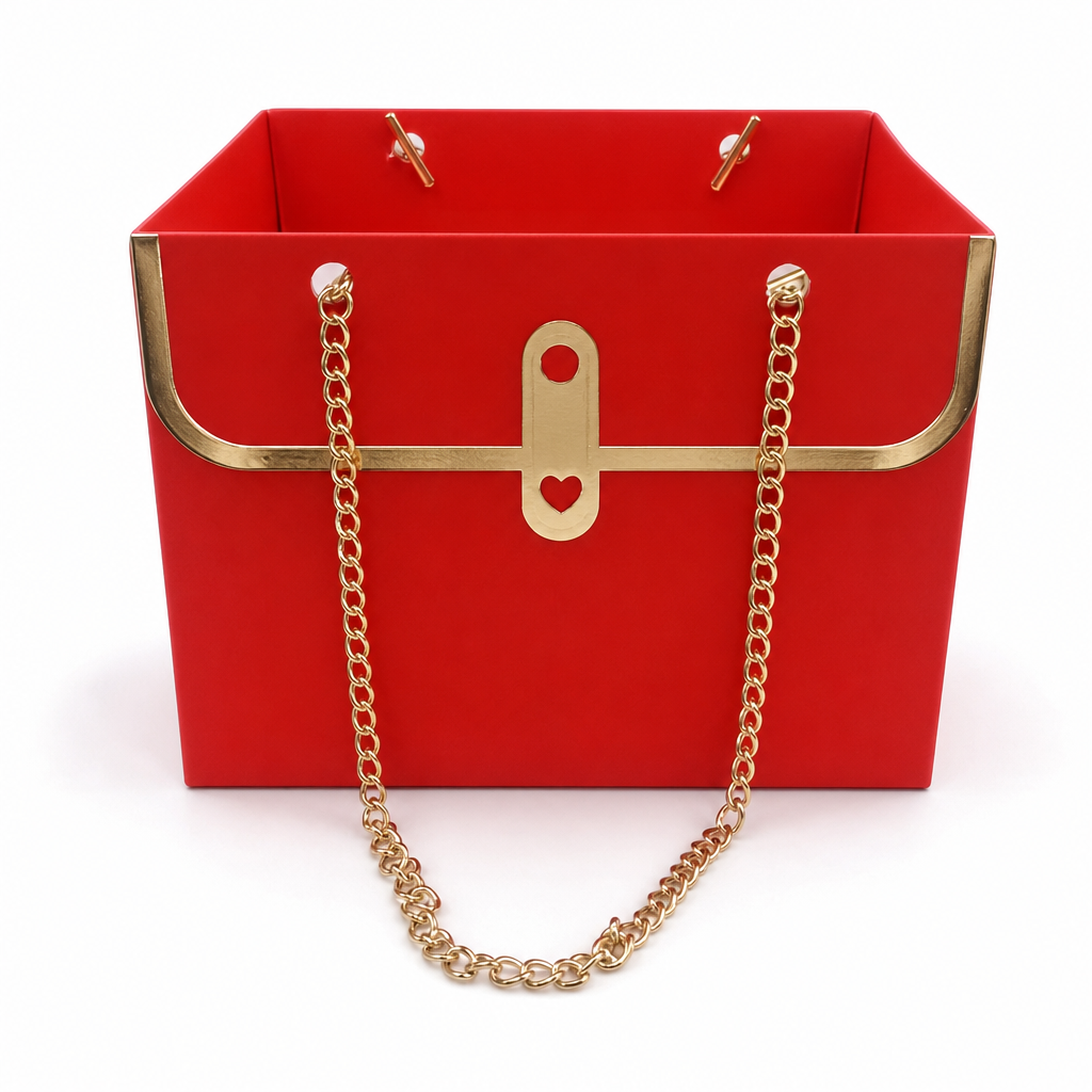 💐 50% OFF! ✨ Embossed Bouquet Gift Bag – Premium Embossed Cardboard Build, Chic Metallic Chain Carry Handle, Quilted Texture Metal Grommet Reinforcement & Self-Standing Stable Base – 4 Colors 3 Quantity Options 🎁
