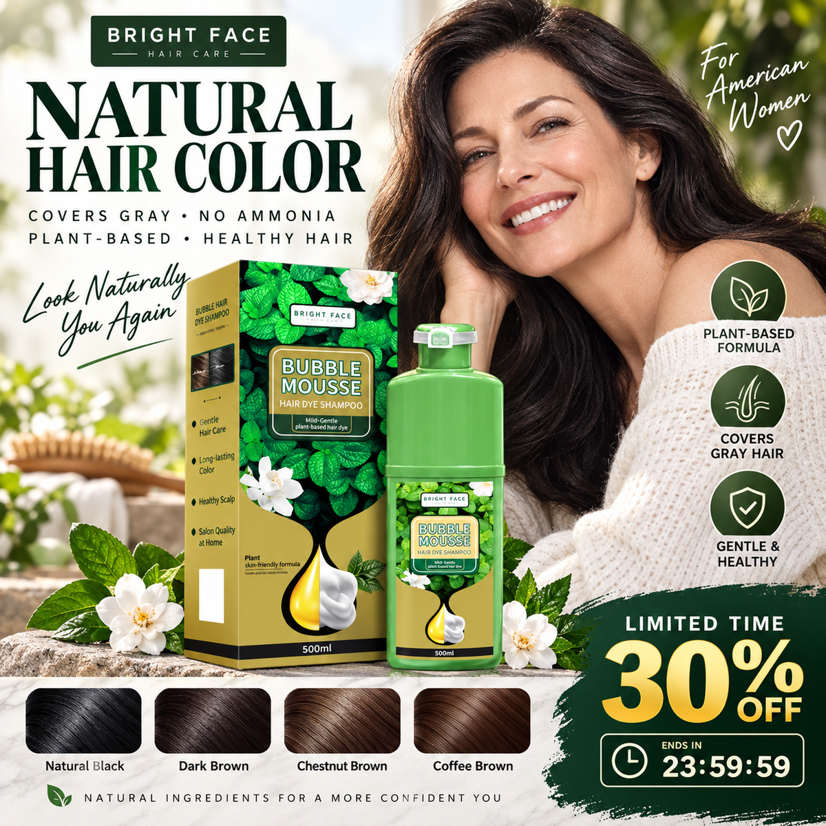 🏆 Last Day Special Price 16.99! 💇‍♀️Long‑Lasting Plant‑Based Foam Hair Dye｜Ammonia‑Free Easy DIY At‑Home Foam Hair Color