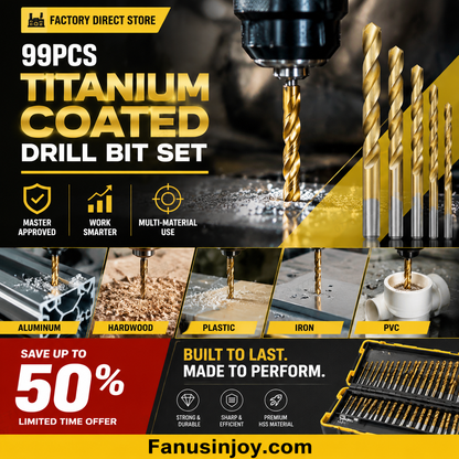Titanium Coated Drill Bit Set | HSS High-Speed Steel | 50 / 60 / 70 / 99 Piece Options