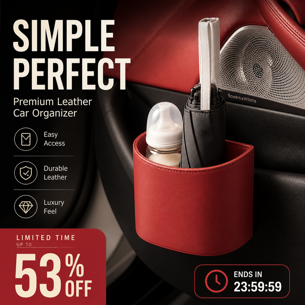 🚗 50% OFF! Leather Car Door Cup Holder – Wide‑mouth opening, easy reach for drinks & phone. Clip‑on secure fit. PU leather, tough & stylish. 🛡️✨
