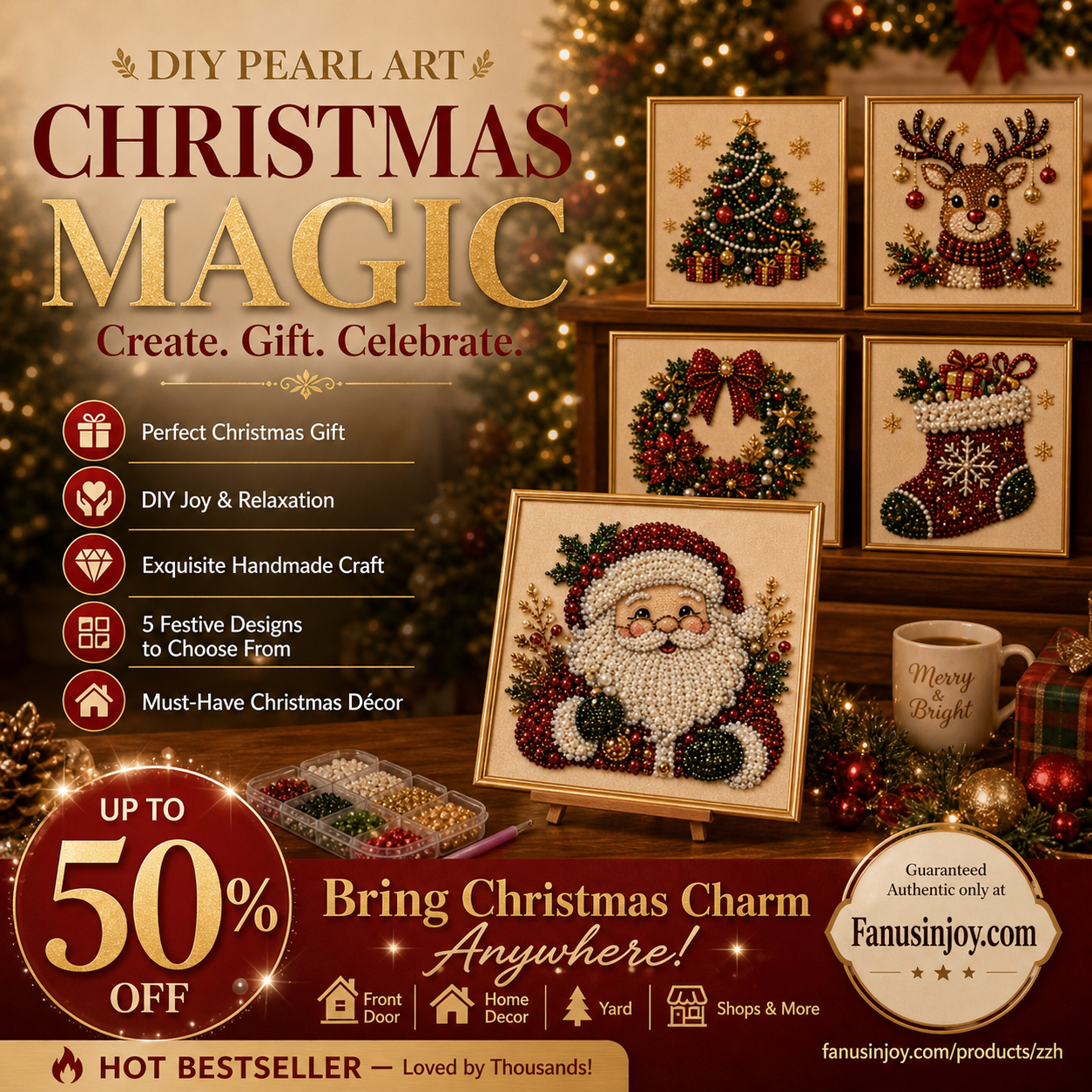 🎄🎊Christmas Special 50% Off! 🎅Boost your Christmas atmosphere! 🦌Favorite for DIY lovers!💎DIY Christmas Pearl Art Kit