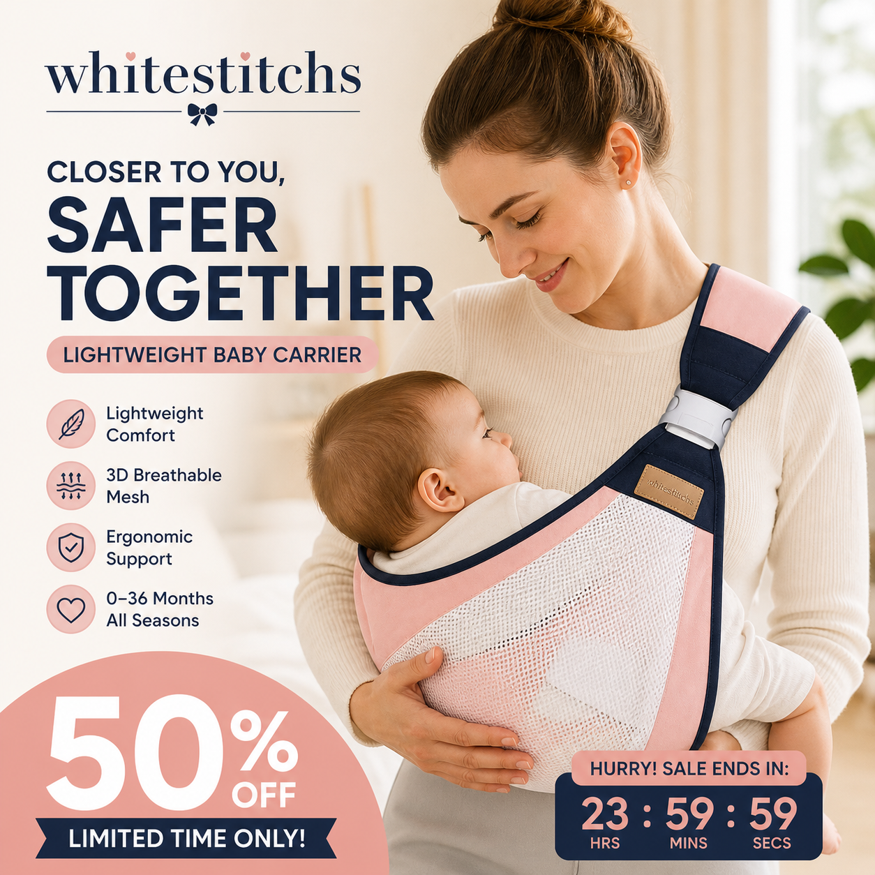 Lightweight Baby Carrier Wrap | Ergonomic Infant Sling for 0–36 Months | All-Season & Breathable Styles